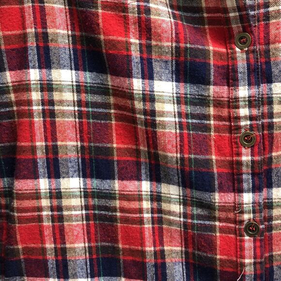 Hot & Delicious Red Blue White Plaid Flannel Shirt Medium Long Length Grunge - Picture 2 of 8